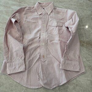 Brooks Brothers Boys Red and White Pinstripe Button-Down Shirt, Size Small